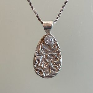 Sue Broadway, 999 Fine Silver Clay Pendant with Chain