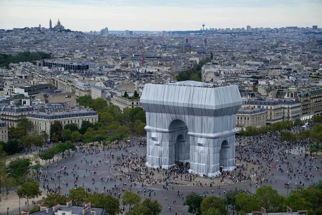 Arc de Triomphe wrapped in fabric, Paris.